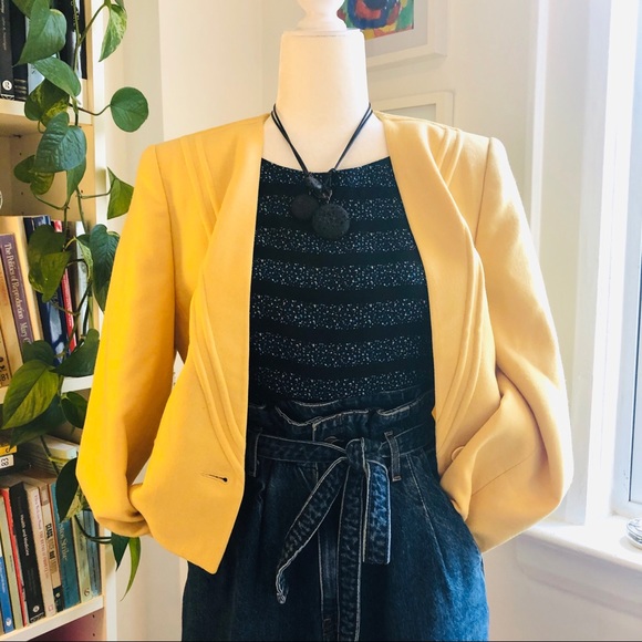 vintage Holt Renfrew boxy yellow blazer - Picture 4 of 8